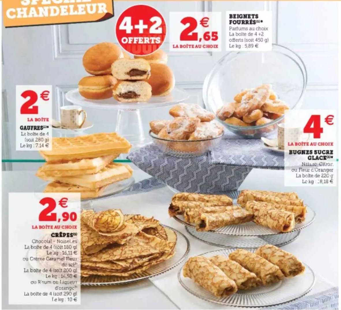 gaufres, crêpes, bugnes sucré glace