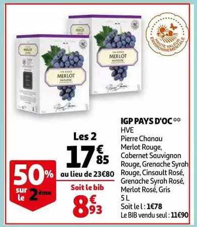 igp pays d'oc hve pierre chanau merlot rouge