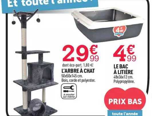 l'arbre à chat, le bac à litière