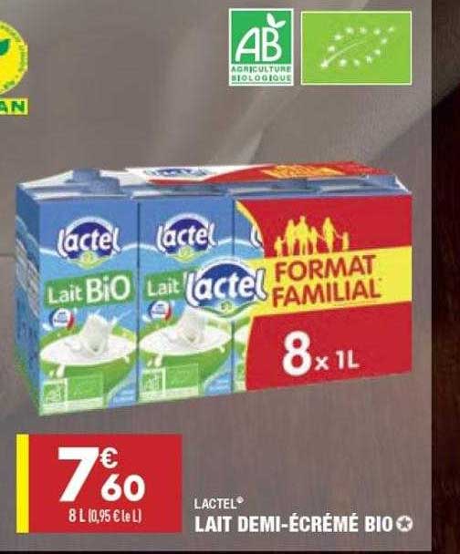 lactel lait demi-écrémé bio