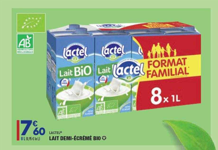 lait demi-écrémé bio lactel
