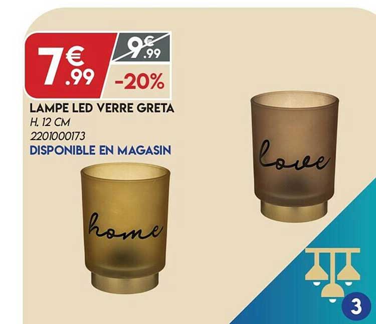 lampe led verre greta