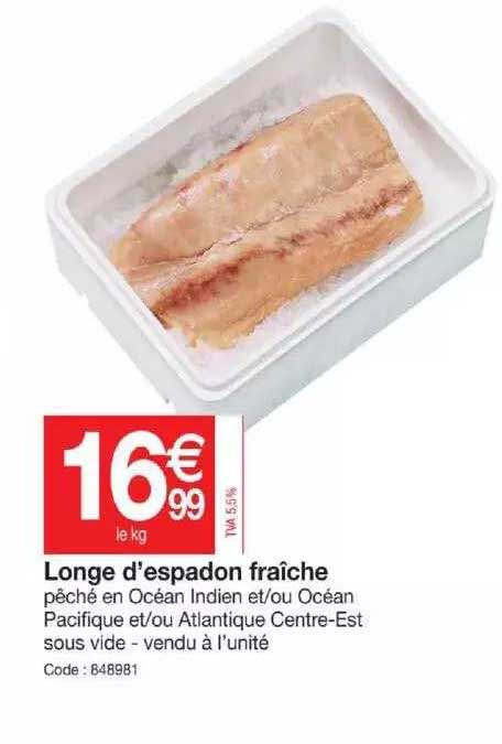 longe d'espadon fraîche
