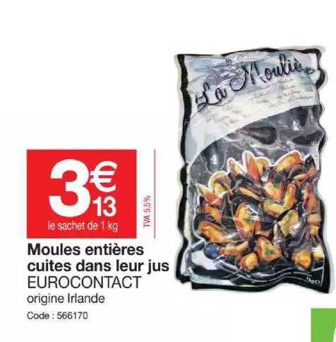 moules entières cuites dans leur jus eurocontact