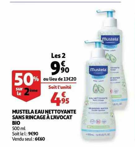 mustela eau nettoyante sans rinçage à l'avocat bio