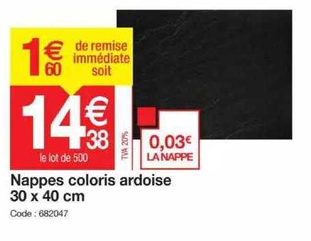 nappes coloris ardoise 30 x 40 cm
