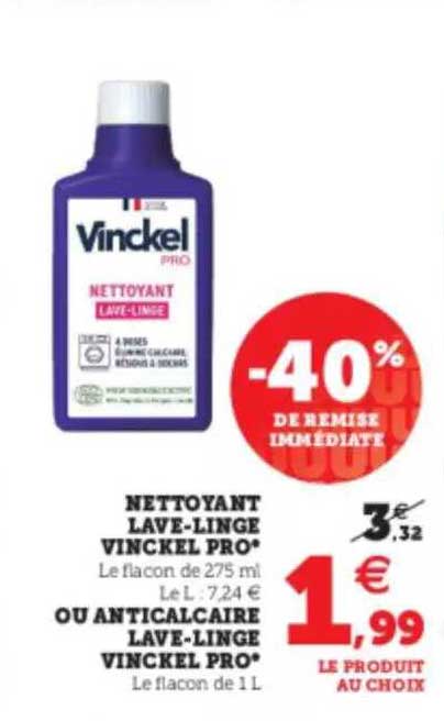 nettoyant lave-linge vinckel pro ou anticalcaire lave-linge vinckel pro
