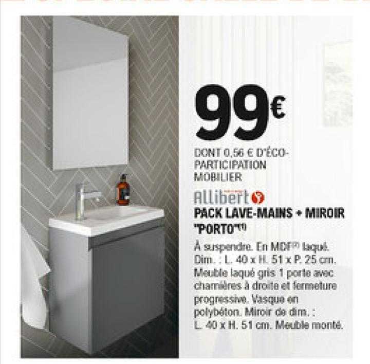 pack lave-mains + miroir "porto"