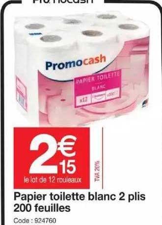 papier toilette blanc 2 plis 200 feuilles