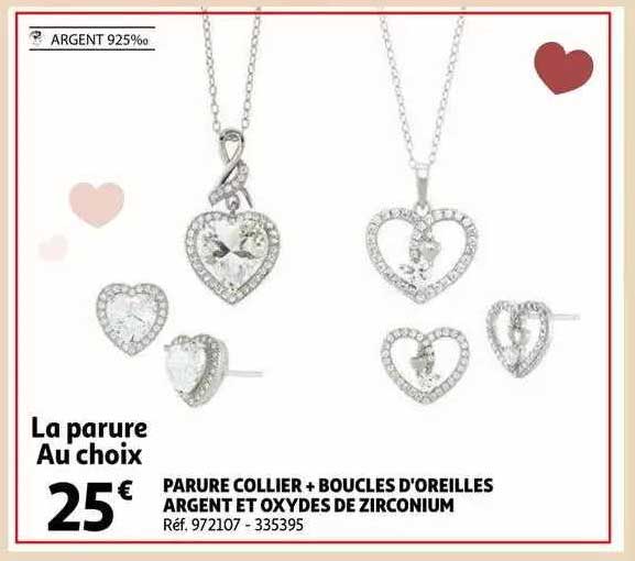 parure collier + boucles d'oreilles argent et oxydes de zirconium