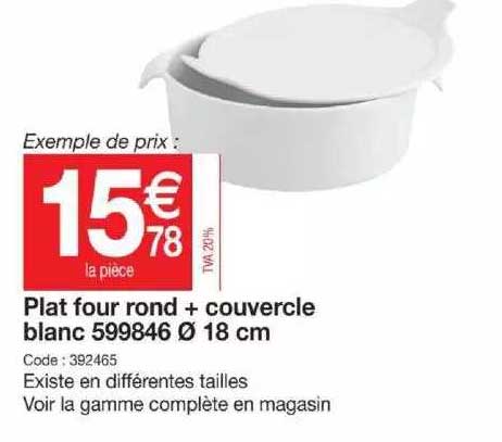 Plat Four Rond + Couvercle Blanc ø 18 Cm