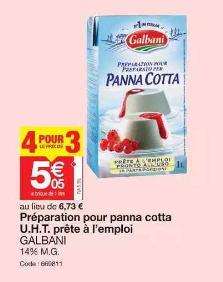 préparation pour panna cotta u.h.t. prête à l'emploi galbani