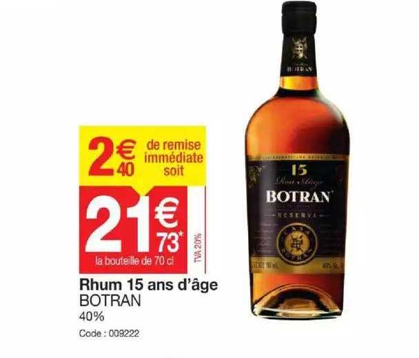 rhum 15 ans d'âge botran