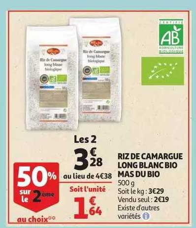 riz de camargue long blanc bio mas du bio