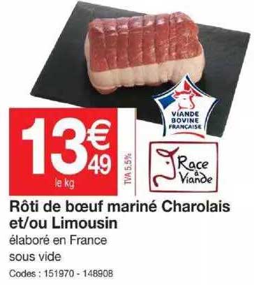 rôti de bœuf mariné charolais et-ou limousin