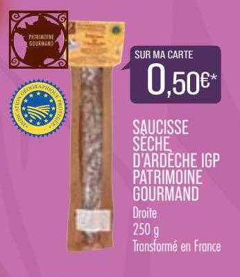 saucisse sèche d'ardèche igp patrimoine gourmand