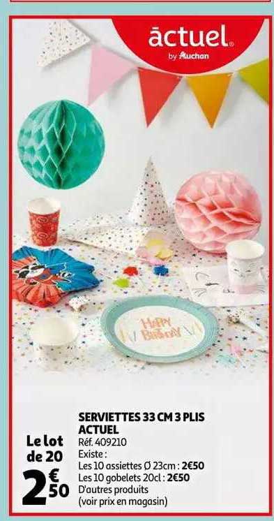 serviettes 33 cm 3 plis actuel