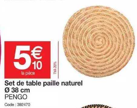 Set De Table Paille Naturel ø 38 Cm Pengo