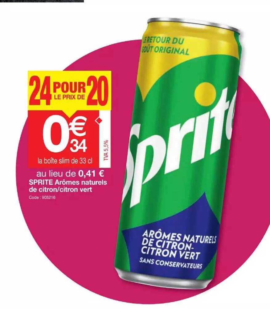 sprite arômes naturels de citron- citron vert