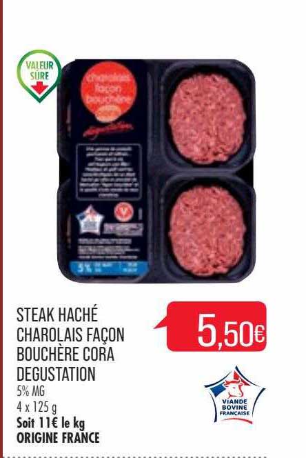 steak haché charolais façon bouchère cora dégustation