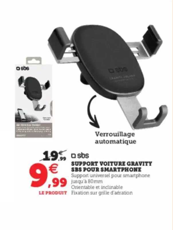 support voiture gravity sbs pour smartphone