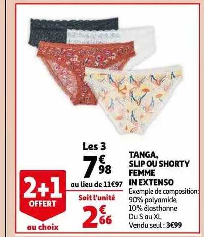 tanga, slip ou shorty femme in extenso