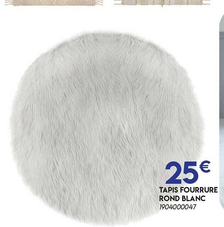 Tapis Fourrure Rond Blanc