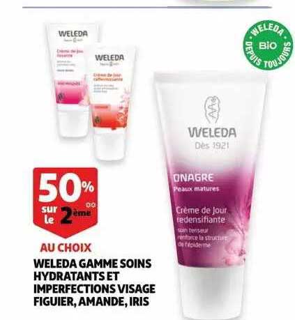 weleda gamme soins hydratants et imperfections visage figuier, amande, iris