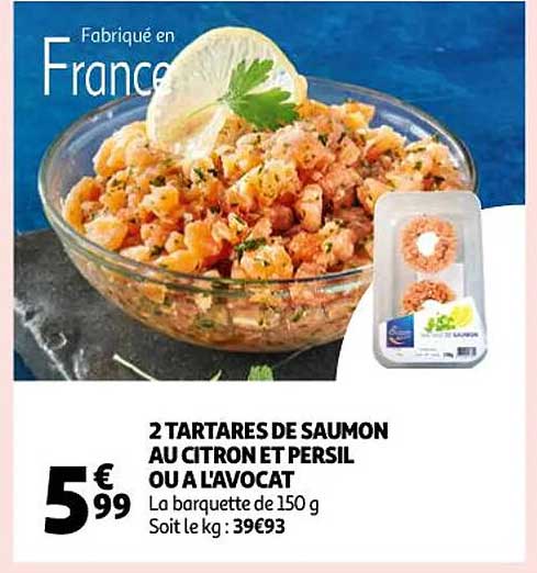 2 tartares de saumon au citron et persil ou à l'avocat