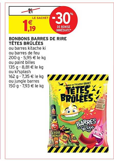 bonbons barres de rire têtes brûlées