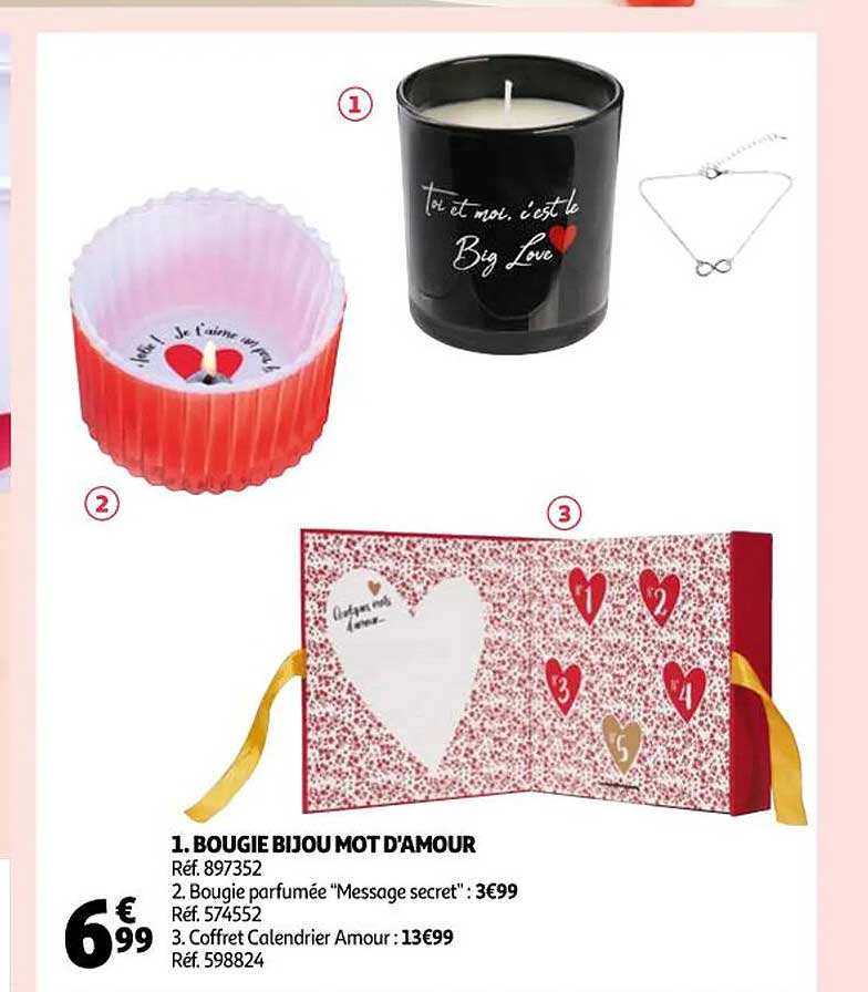 bougie bijou mot d'amour