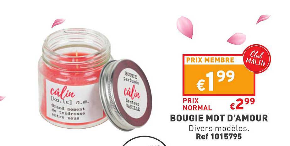 bougie mot d'amour
