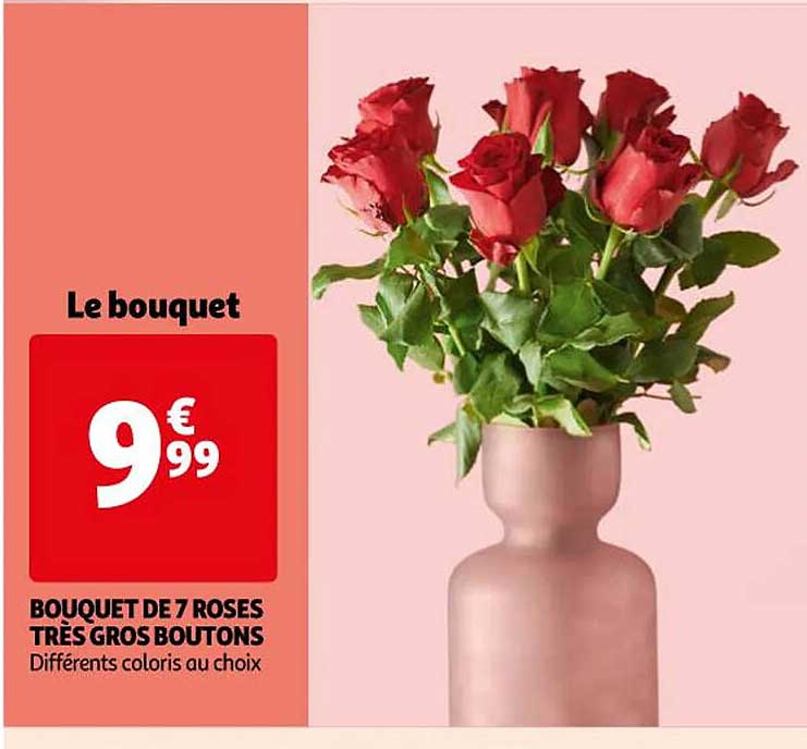 bouquet de 7 roses très gros boutons