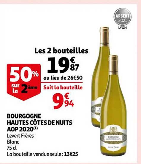 bourgogne hautes côtes de nuits aop 2020 levert frères blanc