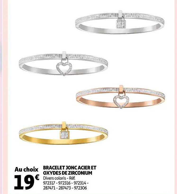 bracelet jonc acier et oxydes de zirconium