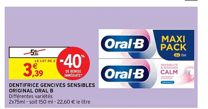 dentifrice gencives sensibles original oral b