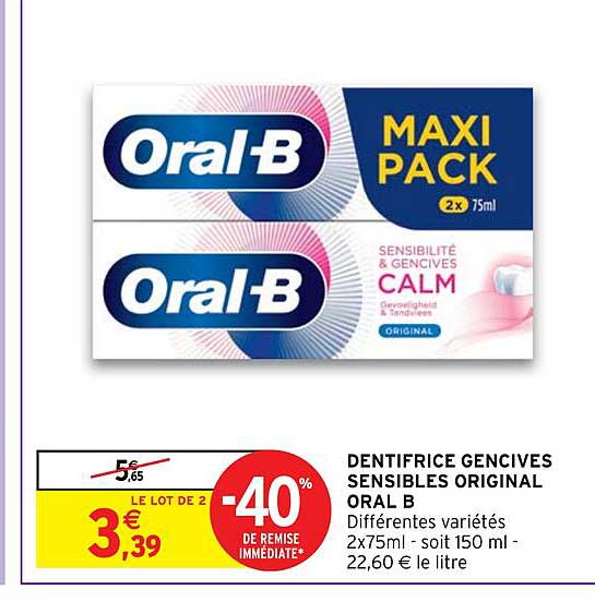 dentifrice gencives sensibles original oral b