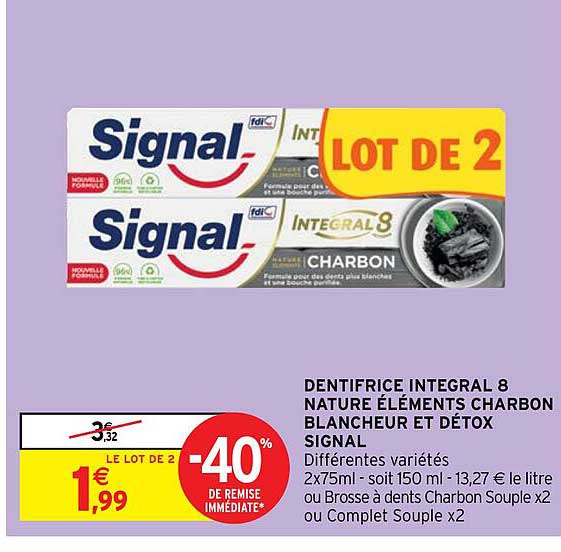 Dentifrice Intégral 8 Nature éléments Charbon Blancheur Et Détox Signal