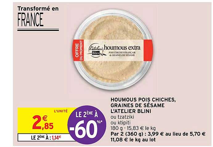 houmous pois chiches, graines de sésame l'atelier blini