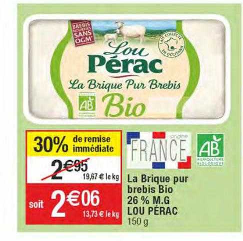 la brique pur brebis bio 26% m.g. lou pérac