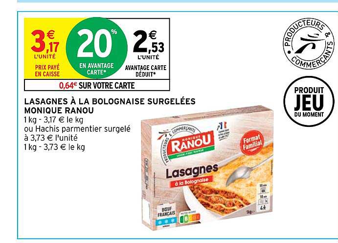 lasagnes à la bolognaise surgelées monique ranou