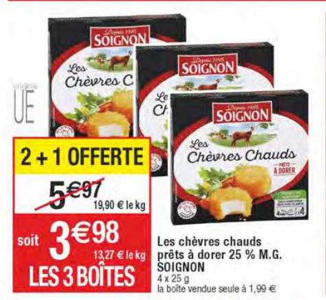 les chèvres chauds prêts à dorer 25% m.g. soignon