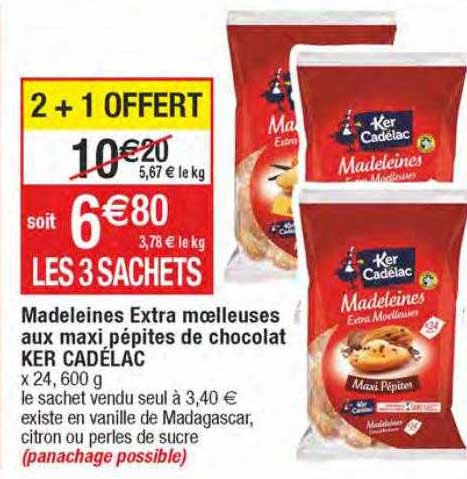 madeleines extra moelleuses aux maxi pépites de chocolat ker cadélac