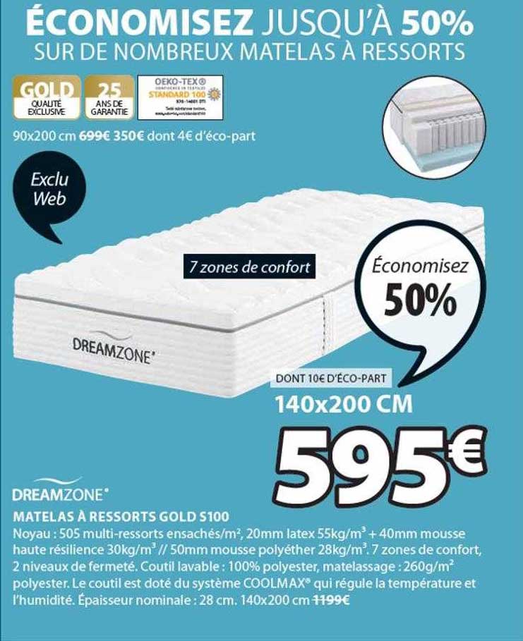 matelas à ressorts gold s100 dreamzone