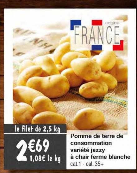 Pomme De Terre De Consommation Variété Jazzy à Chair Ferme Blanche