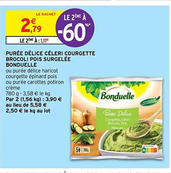 purée délice céleri courgette brocoli pois surgelée bonduelle
