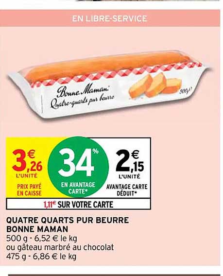 quatre quarts pur beurre bonne maman