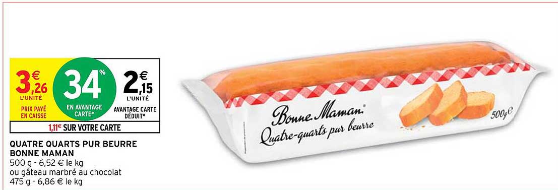 quatre quarts pur beurre bonne maman