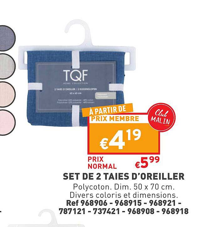 set de 2 taies d'oreiller tqf