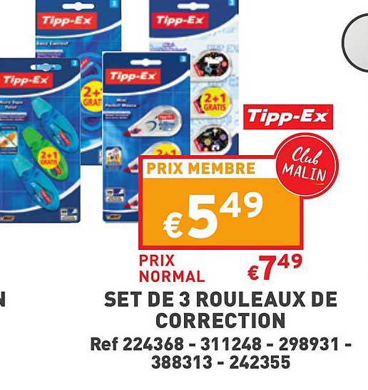 set de 3 rouleaux de correction tipp-ex